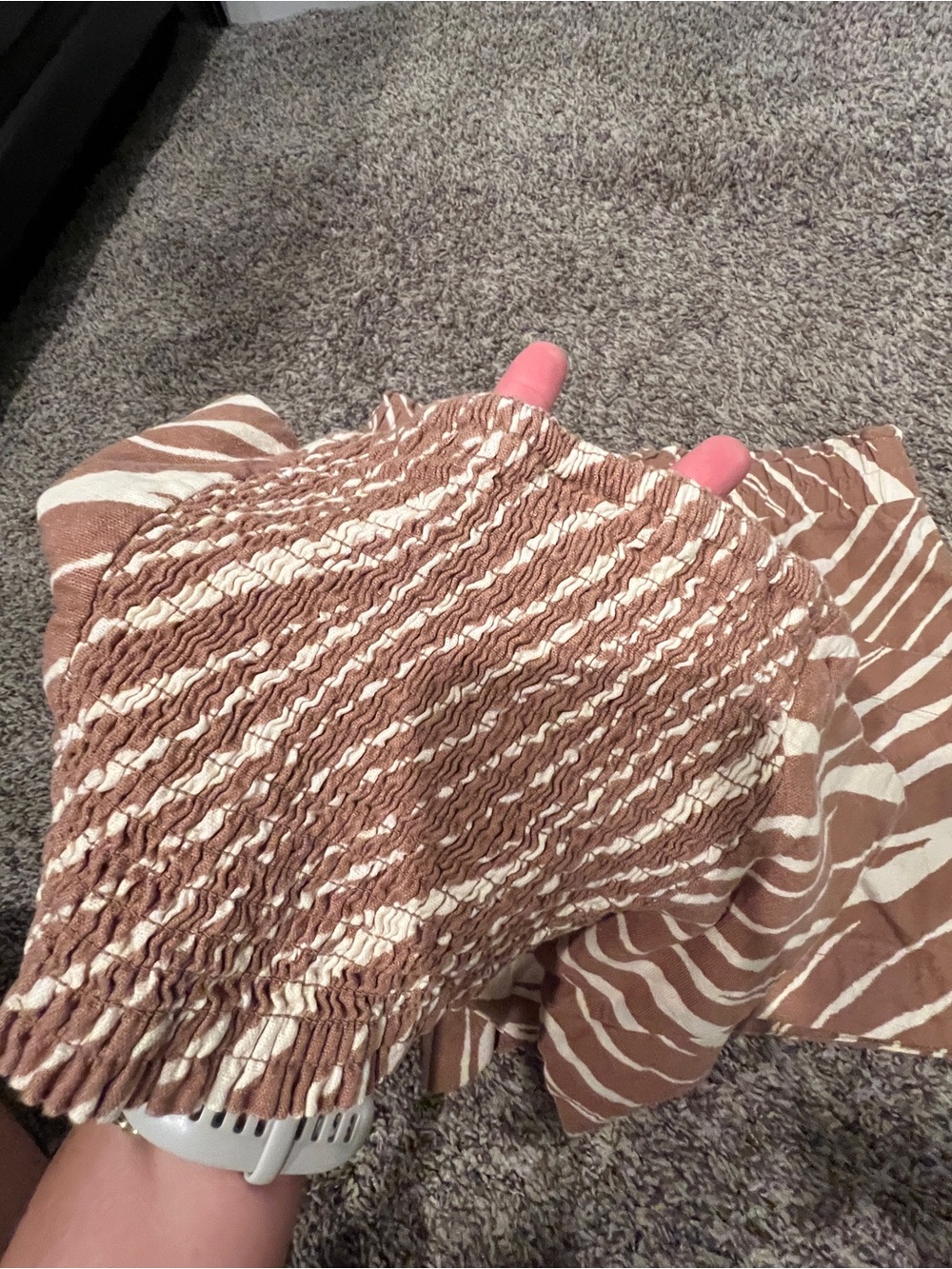 A New Day Brown Zebra Print Linen Blend Shorts Crop Set small xsmall - Picture 6 of 6